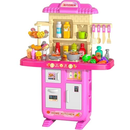 TEMI Pretend Food Kitchen Toys for Girls Age 3 4 5 6 7 8 - Toy Kitchen Accessories Food Toy for 3 4 5 6 Years Old Girls, Play Kitchen Accessories Cutting Food Toy, Pretend Play for Boys, Girls