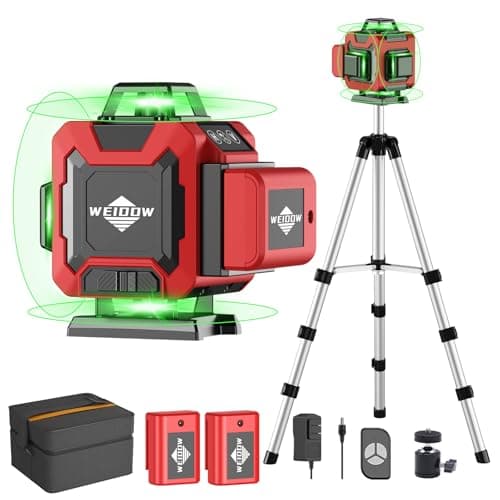 Laser Level 360 Self Leveling with Tripod,WEIDDW 4D Lazer Level,4x360° Cross Line Laser for Construction Project Renovation,Floor Tile, Laser Level Lines Tool with 4800mAh Batteries