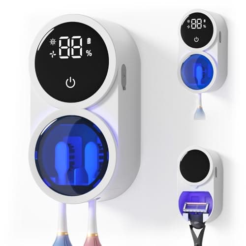 Toothbrush Sanitizer Holder, GEVOODIX Tooth Brush Holder for Bathroom, Wall-Mounted Toothbrush Holders Organizer Auto-Inductive Cover, 140℉ Air Drying Fits Most Electric, Manual and Kids’ Toothbrushes