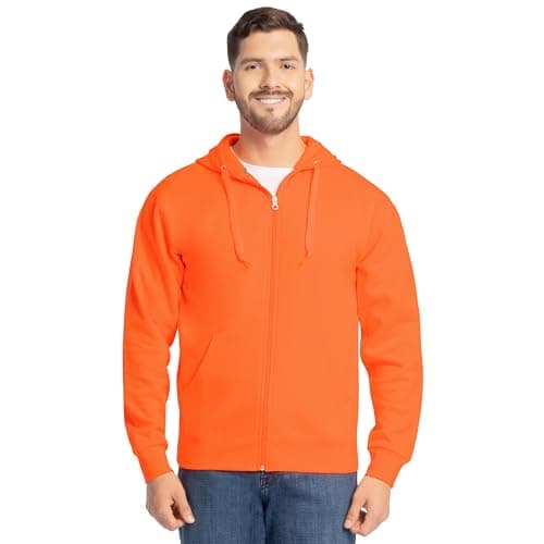 Fruit of the Loom Mens Eversoft Fleece Hoodies, Pullover & Full Zip, Moisture Wicking Breathable, Sizes S-4x Hooded Sweatshirt, Safety Orange, X-Large US