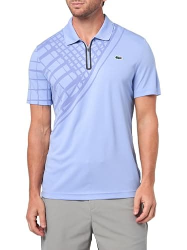Lacoste Men's Sport Ultra-Dry Printed Slim Fit Tennis Polo, Delphinium, Medium