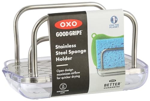 OXO Good Grips Stainless Steel Sponge Holder,Black