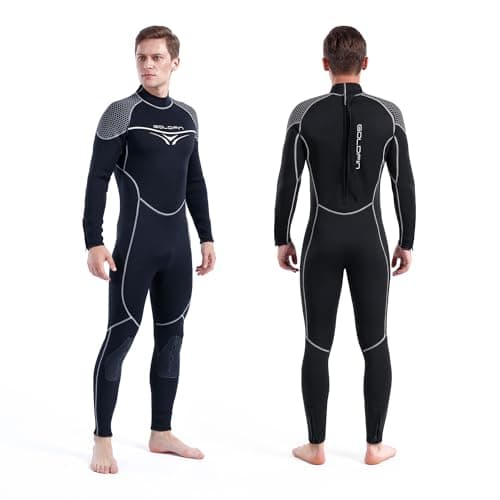 GoldFin Wetsuit Men, 3mm Wetsuits Neoprene Wet Suits Fullsuit Back Zip Keep Warm in Cold Water Diving Swimming Kayaking Surfing