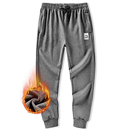 LAIWANG Men's Warm Lined Athletic Sweatpants Jogger Fleece Pants Winter Warm Track Pants (13# Dark Gray, M)