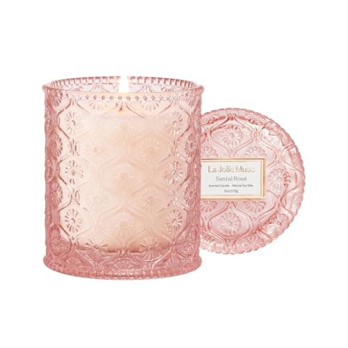 LA JOLIE MUSE Sandalwood Rose Candle, Scented Candles, Mothers Day Candles Gifts for Women, Natural Soy Candle, 6 oz 40 Hours Burn, Candles for Home Scented