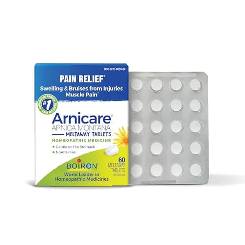 Boiron Arnicare Tablets for Pain Relief from Muscle Pain, Joint Soreness, Swelling from Injury or Bruises - 60 Count