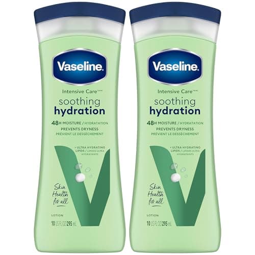 Vaseline Soothing Hydration 2-Pack – Intensive Care Moisturizing Hand and Body Lotion with Aloe, Ultra-Hydrating Lipids, 48 Hours of Moisture, 10 Oz Ea