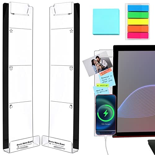 Monitor Memo Board, 2PCS Multifunction Sticky Note Holder for Computer Screen, Acrylic Computer Monitor Memo Board, Office Desk Accessories, Computer Sticky Note Holder with Sticky Notes