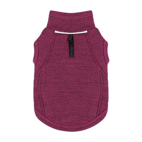 Warm Knit Dog Vest with Fleece Lining – Cold Weather Pet Jacket with Zipper Harness Opening, Adjustable Neck, Cozy and Stylish Year-Round Sweater. Purple M