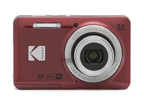 KODAK PIXPRO FZ55-RD 16MP Digital Camera 5X Optical Zoom 28mm Wide Angle 1080P Full HD Video 2.7" LCD Vlogging Camera (Red) Packaging May Vary