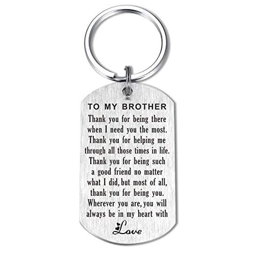 Gifts for Brother - Brother Birthday Gifts - Wherever You Are You Will Always Be in My Heart - Brother Birthday Christmas Graduation Keychain Necklace