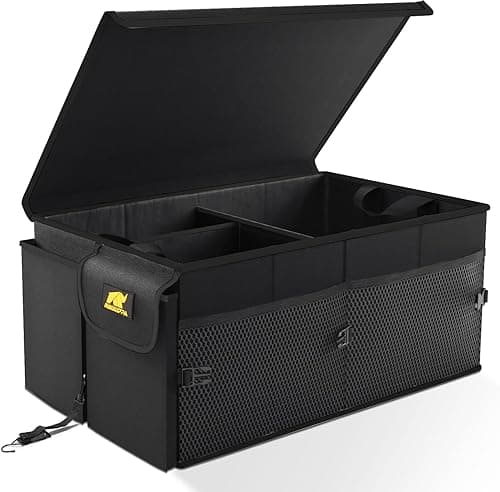 MIKKUPPA Car Trunk Organizer - 65L Collapsible Trunk Organizer with Lid, Sturdy Trunk Storage Organizers for SUV Auto Truck Van with Adjustable Straps and Non Slip Bottom (Black)