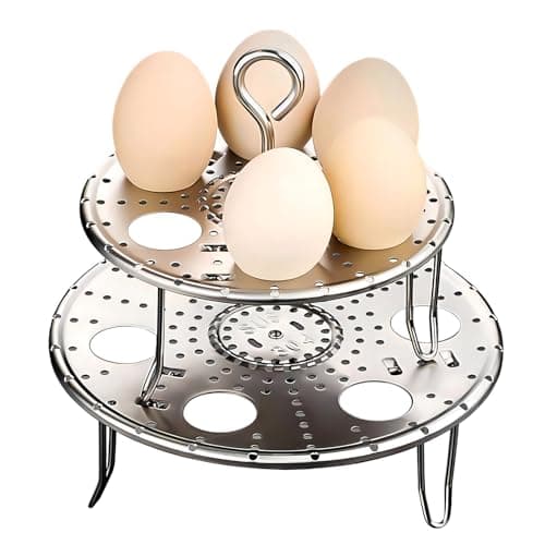 Egg Steam Rack Multipurpose Trivet for Instant Pot Accessories Fit 6,8 Qt Pressure Cooker, Stainless Steel Egg Cooker for Hard Boiled Eggs, Cook 14 Eggs, 2 Pack Stackable Steamer For Cooking Rack