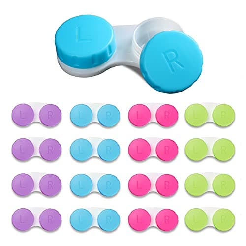 Aoutrow 16 Pack Contact Lens Case Box, Mini Contact Lens Case, Colorful Bulk Box Holder Container, Contact Lens Case Set