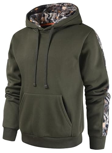 Leidowei Camo Hoodies for Men Casual Pullover Hoodies Long Sleeve Hooded Sweatshirts Army Green XL