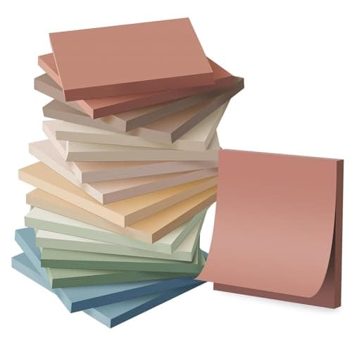(16 Pack) Sticky Notes 3x3, Vintage Colors, Sticky Pads, Recyclable, Easy to Stick for Home, Office, Notebook