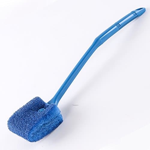 SLSON Aquarium Algae Scraper Double Sided Sponge Brush Cleaner Long Handle Fish Tank Scrubber for Glass Aquariums and Home Kitchen,15.4 inches