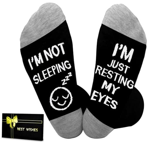 Dealswin Gifts for Dad Funny Socks: Birthday Gifts for Men Husband Garandpa, Christmas Stocking Stuffers idea, I'm Not Sleeping I'm Just Resting My Eyes Socks, White Elephant Gift for Adults