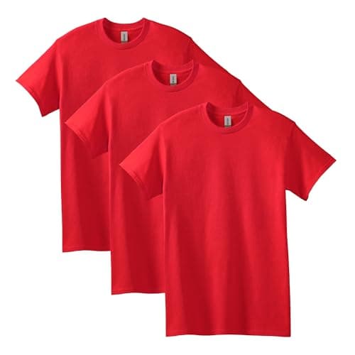 Gildan mens Heavy Cotton T-shirt, Style G5000, Multipack T Shirt, Red (3-pack), Large US