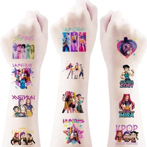 40pcs Sheets Kpop Demon Temporary Tattoos for Kids, Cartoon Kpop Hunters Birthday Party Favors Gifts for Girl Boys Home Activity Class Prizes Carnival Christmas Rewards