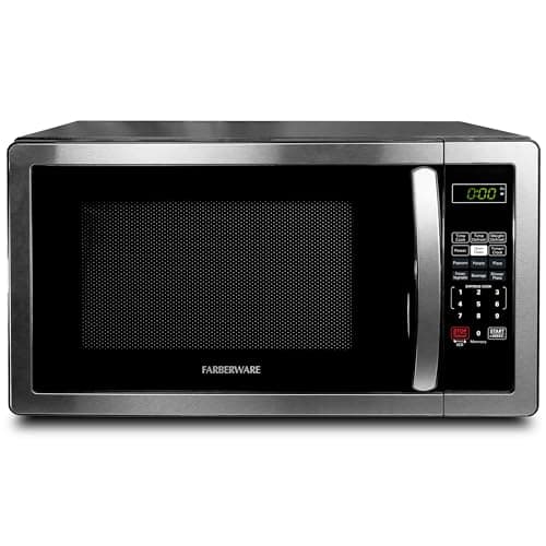 Farberware Countertop Microwave 1000 Watts, 1.1 cu ft - Microwave Oven With LED Lighting and Child Lock - Perfect for Apartments and Dorms - Easy Clean Stainless Steel