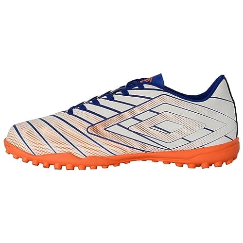Umbro Men's Velocita Elixir League TF Turf Soccer Shoe, White/Orange/Blue, 10