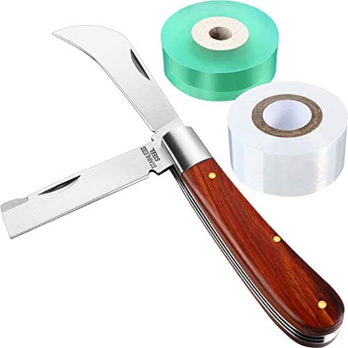 Grafting Gardening Knife for Pruning 2 Grafting Tape Double Blades Garden Knife for Budding Pruning with Plants Repair Tapes Rolls for Floral Fruit Tree