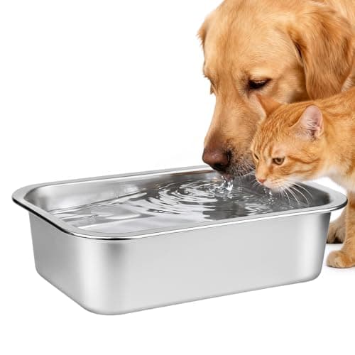 Ohtomber Stainless Steel Dog Bowls - 0.85 Gallons Large Metal Dog Water & Food Bowl No Spilling, High Capacity Water Trough Pet Dishes, Outdoor Feeder Food Plate for Medium Pet, Cat, Puppy