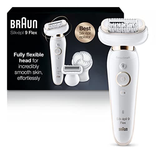 Braun Epilator Silk-épil 9 9-030 with Flexible Head, Facial Hair Removal for Women and Men, Hair Removal Device, Shaver & Trimmer, Cordless, Rechargeable, Wet & Dry, Beauty Kit with Body Massage Pad