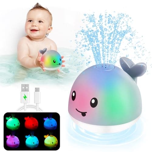 ANGGIKO Baby Bath Toys, Toddler Bath Toys for Kids Ages 1-3, Light Up Whale Bath Toy Sprinkler, Infant Baby Toys 6-12-18 Months Bathtub Fountain Water Toy Baby Shower 1st Birthday Valentines Day Gifts