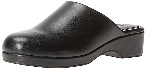 Amazon Essentials Women's Slip On Clog, Black Pu Leather, 8