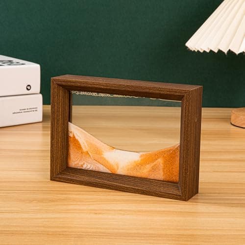 AzureLeap Moving Sand Art Liquid Motion 3D Deep Sea Sand Scene Colorful Flowing Sand Solid Wood Frame Square Glass Moving Sand Art Picture Casual Desktop Home Office Workplace Decor [Yellow 6in]