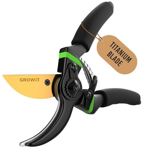 GROWIT 8.5" Titanium Bypass Pruning Shears (T13) - Razor Sharp Premium Garden Shears Clippers Pruners - Heavy Duty Garden Scissors - Rust Resistant Blade