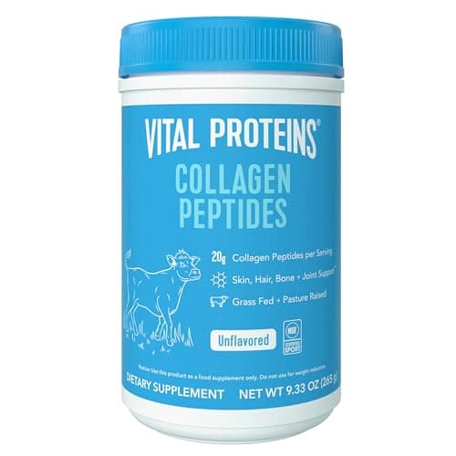 Vital Proteins Grass Fed Collagen Peptides Powder, Supports Hair, Skin, Nails, Bones, and Joints Health, Hydrolyzed Peptides - Zero Sugar, Unflavored, 9.33oz