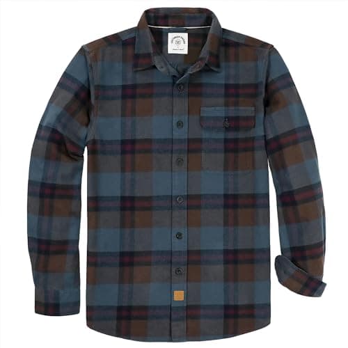 Dubinik®Mens Flannel Shirts Long Sleeve Flannel Shirt for Men Warm Casual Soft Cotton Button Down Plaid Mens Flannel Shirt