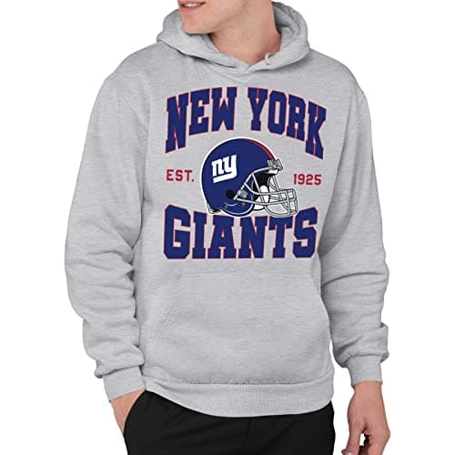 Junk Food Clothing x NFL - New York Giants - Team Helmet - Unisex Adult Pullover Fleece Hoodie for Men and Women - Size X-Large