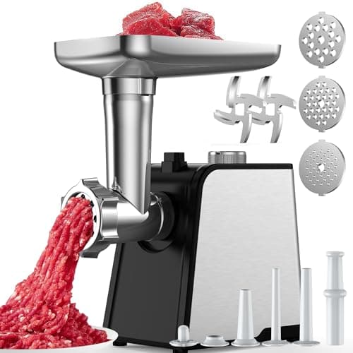 Oaomi 3200W Max Electric Meat Grinder & Sausage Stuffer - Mincer Machine with Tool 2 Blade And 3 Plates, 3 Tubes & Kubbe Kit Tool for Home Kitchen Use（Black）