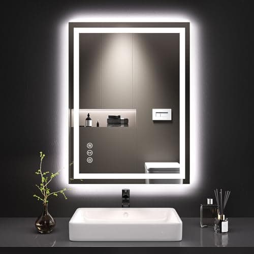 LOAAO 24X32 LED Bathroom Mirror with Lights, Anti-Fog, Dimmable, Backlit + Front Lit, Lighted Bathroom Vanity Mirror for Wall, Memory Function, Tempered Glass, Shatter-Proof, ETL Listed