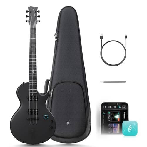 Enya Electric Guitar Nova Go Sonic Smart Electric Carbon Fiber Guitarra with 10W Wireless Speaker, Onboard Presets, All-in-One Portable Rig for Street Performers & Home Studios, Black