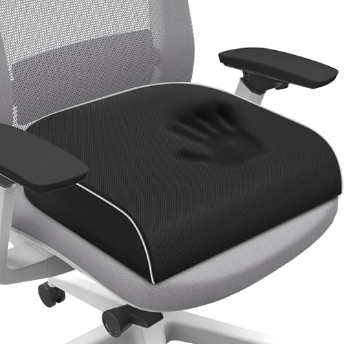 SweetSlubr Seat Cushion for Tailbone Pain Relief, Office Chair Cushion, Memory Foam Large Chair Cushion with Non-Slip Cover for Soft Support at Office Chair, Car Seat, Airplane Black/Large
