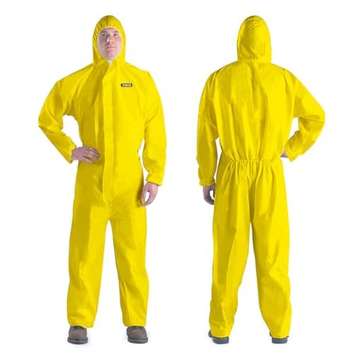 YIBER Hazmat Suit Disposable Coverall | Heavy Duty Full Body Paint Coverall & Suit in 7 Sizes - X-Large, Yellow, 1