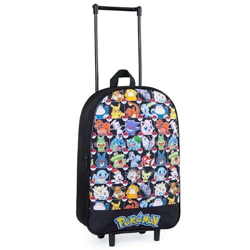 Pokemon Kids Foldable Trolley Suitcase 15”, 10.5 Litres 2 Wheels Black (Black Aop)