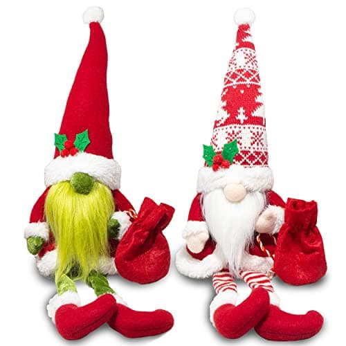 BWFY Christmas Decor, Christmas Gnomes Plush 2PCS Christmas Decorations for Home Holiday Party Gifts Christmas Elf Santa Gnome Ornaments Christmas Tiered Tray Decor