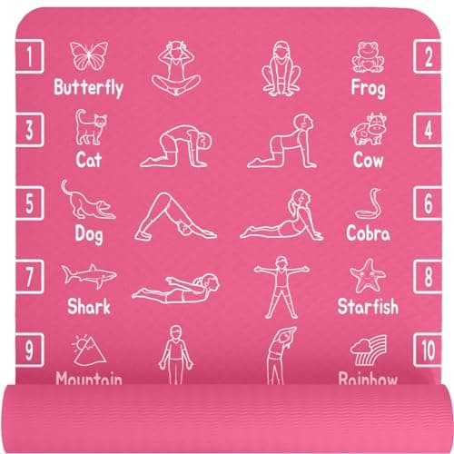 Plyopic Kids Yoga Mat - Non-Slip Lightweight TPE Exercise Mat - Ideal for Boys & Girls (Ages 3-12), Toddlers & Children in Kindergarten, Preschool, School. PVC Free. 6mm Thick. Carry Strap