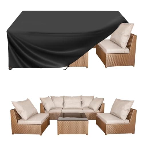 BALEINE Patio Furniture Covers, 108×82 Outdoor Furniture Cover Waterproof, Heavy Duty Oxford Patio Table Cover for Outdoor Table, Chair, Sofa, Desk (Black 108"L×82"W×28"H)