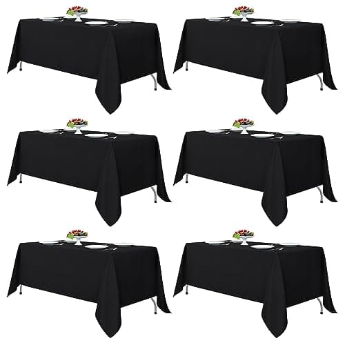 Fitable Black Tablecloths for Rectangle Tables, 6 Pack - 70 x 120 Inches - Reusable and Washable Table Clothes for 6-8 Ft Tables, Polyester Fabric Table Covers for Wedding, Party, Banquet