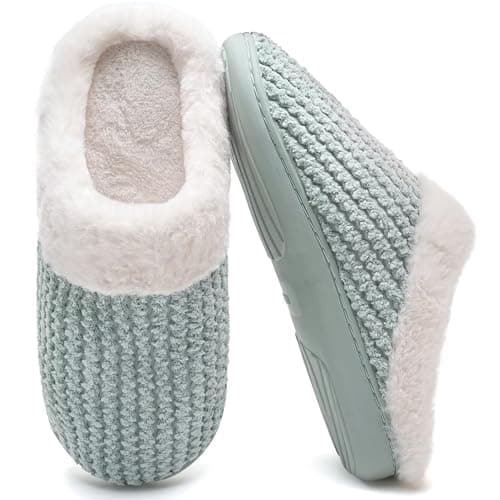 YALOX Slippers for Womens Warm Memory Foam Anti-Slip House Shoes Comfortable Cotton Slippers Home Bedroom Shoes Indoor & Outdoor(HS-Green,39.5EU)