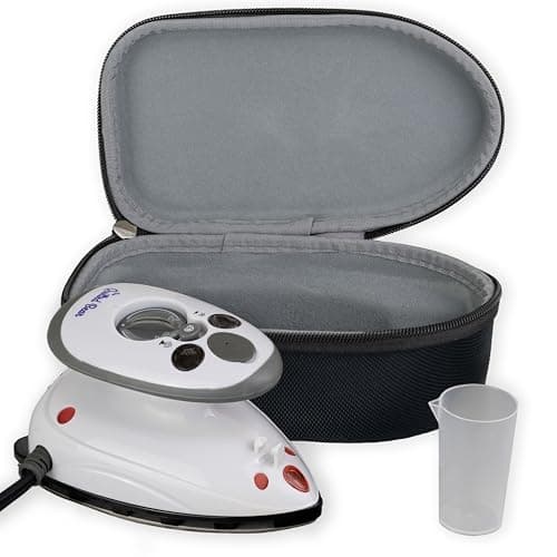 The Quilted Bear Mini Steam Iron - Lightweight Mini Travel Iron for Effortless Quilting & Wrinkle-Free Clothes with Hard Shell Case - Travel Steamer Craft Press for Clothes & Crafts (Black)