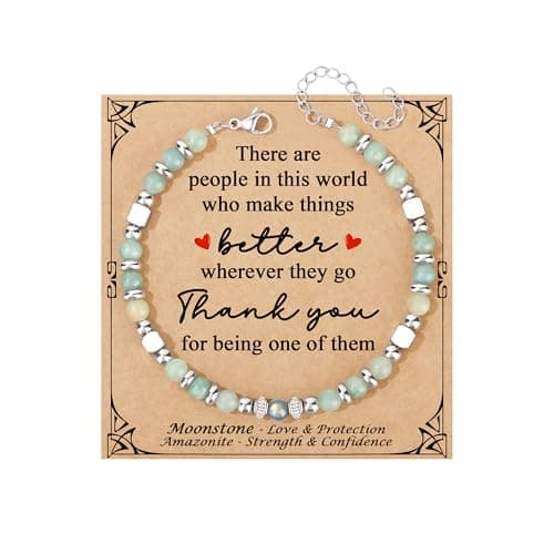Thank You Gifts for Women Coworkers, Retirement Farewell Goodbye Going Away Appreciation Gifts for Coworker Friends Teacher, Christmas Mothers Day Birthday Gifts for Women Amazomite Moonstone Bracelet