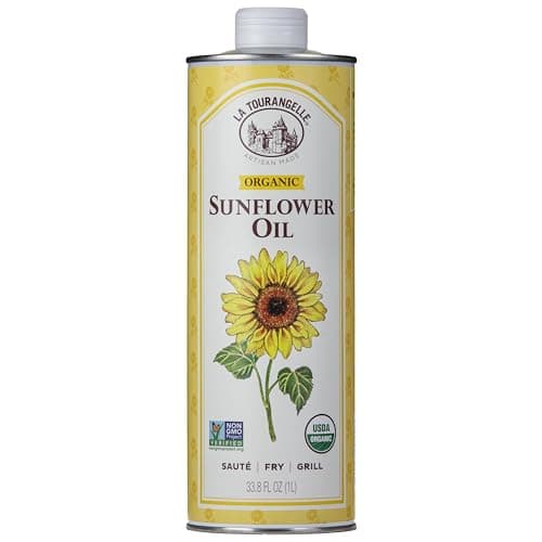 La Tourangelle, Organic High Oleic Sunflower Oil, Neutral Oil For Medium to High Heat Cooking and Skin Care, Non GMO, Pesticide and Chemical Free, 33.8 Fl Oz